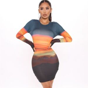 Desert Sunset Mini Dress - Multi Color